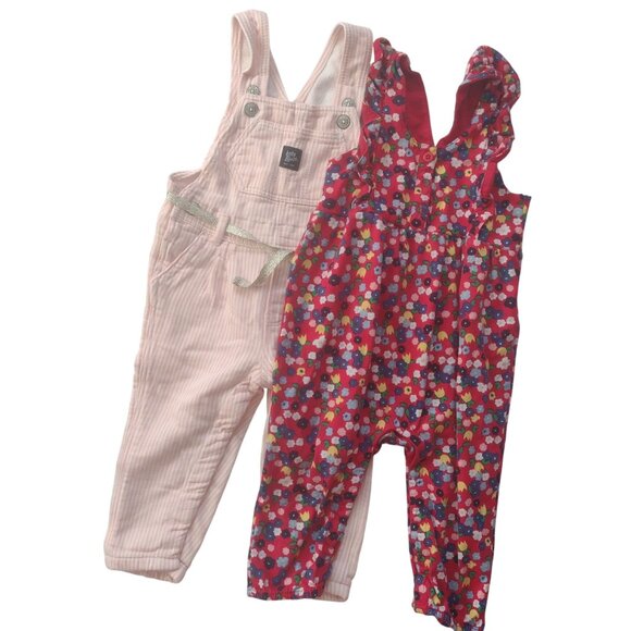 Oshkosh Hanna Andersson 18M Overalls Set of 2 Cotton Floral Stripe Rompers - Picture 11 of 11